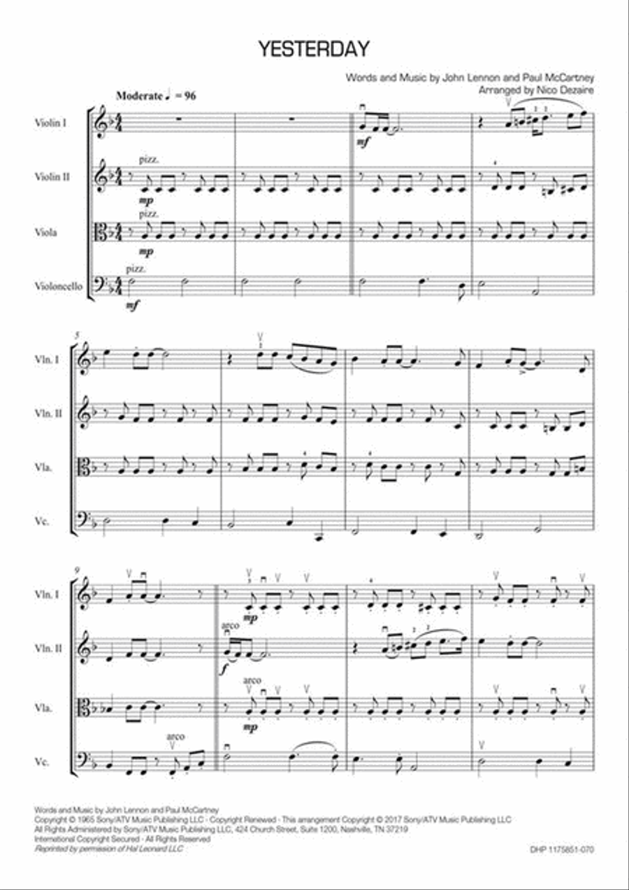 Yesterday String Quartet scores gallery preview page 3