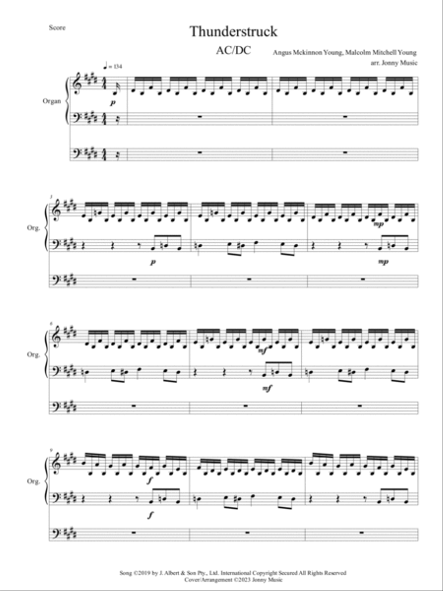 Thunderstruck Organ Solo scores gallery preview page 2