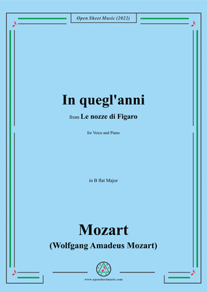 Book cover for Mozart-In quegl'anni,in B flat Major,from Le nozze di Figaro,for Voice and Piano