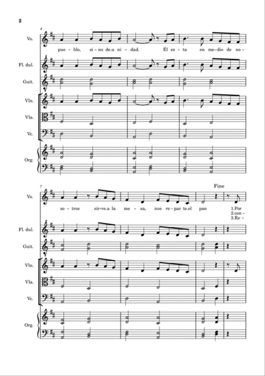 El señor nos llama y nos reune - Score Only Chamber Music scores gallery preview page 2