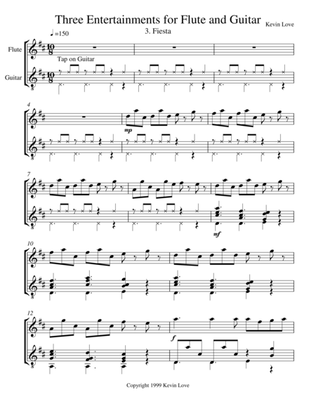 Three Entertainments for Flute And Guitar - Fiesta - Score and Parts
