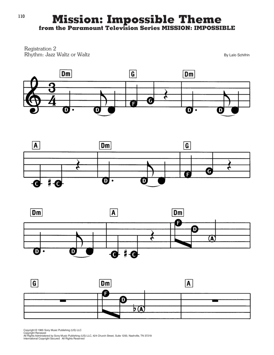 Mission: Impossible Theme Electronic Keyboard scores gallery preview page 1