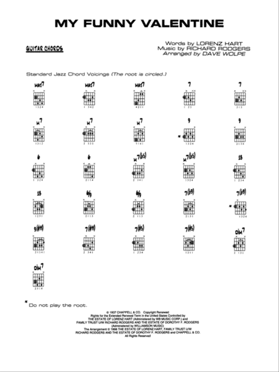 My Funny Valentine: Guitar Chords