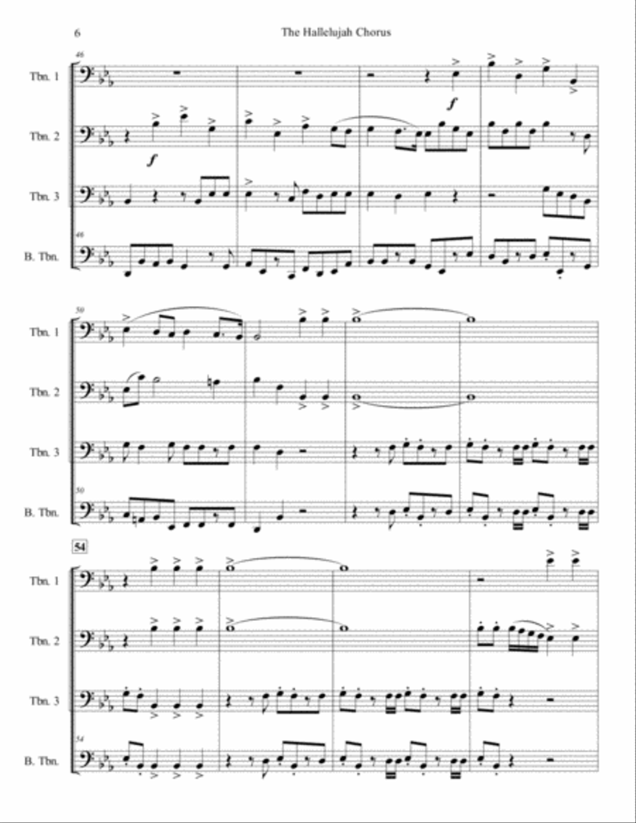 The Hallelujah Chorus for Trombone Quartet Trombone Quartet scores gallery preview page 6