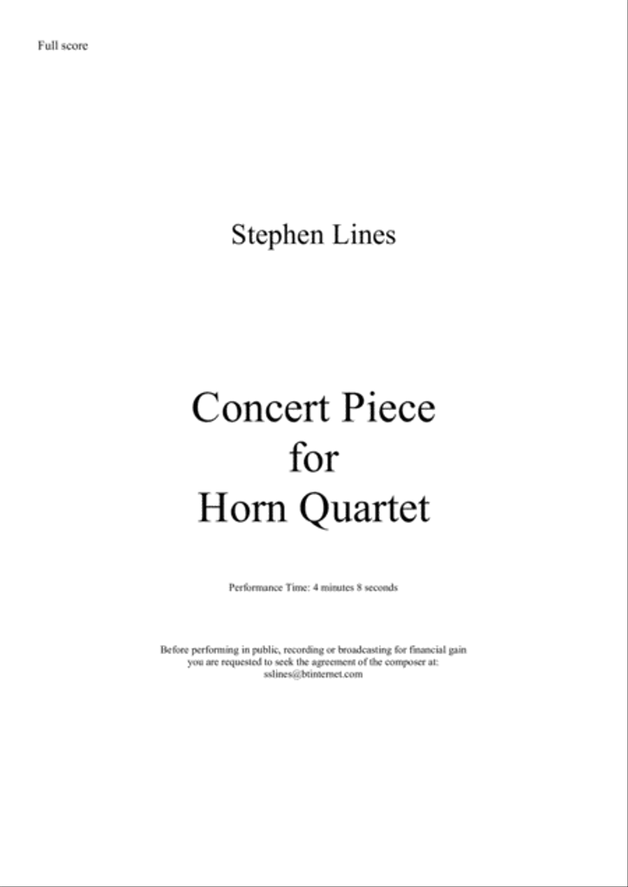 Concert Piece for Horn Quartet French Horn Quartet scores gallery preview page 1