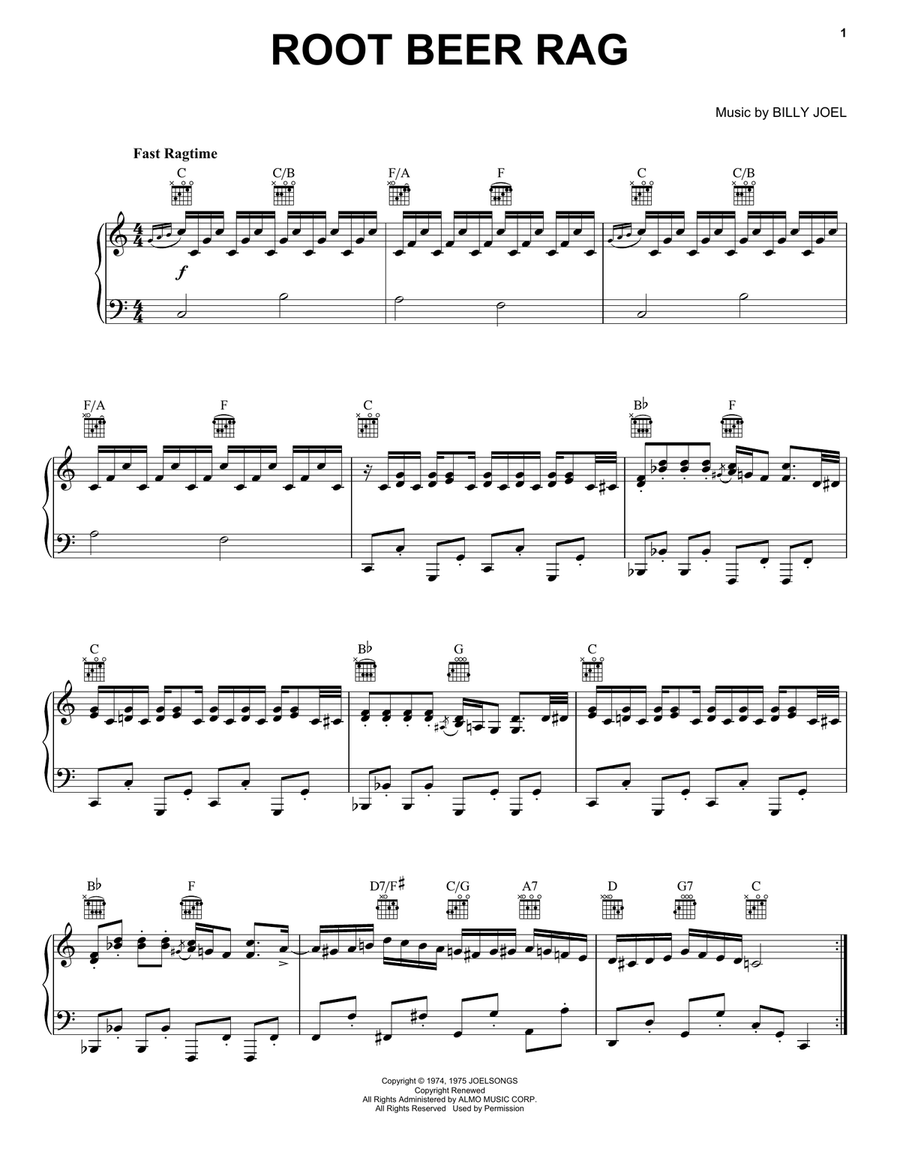 Root Beer Rag Piano Solo scores gallery preview page 1