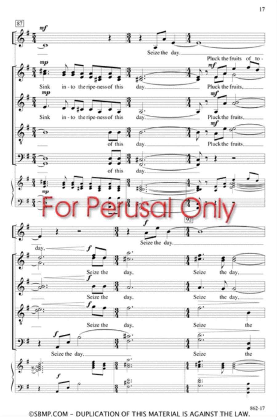 Carpe Diem - SSAATBB Octavo Choir scores gallery preview page 16