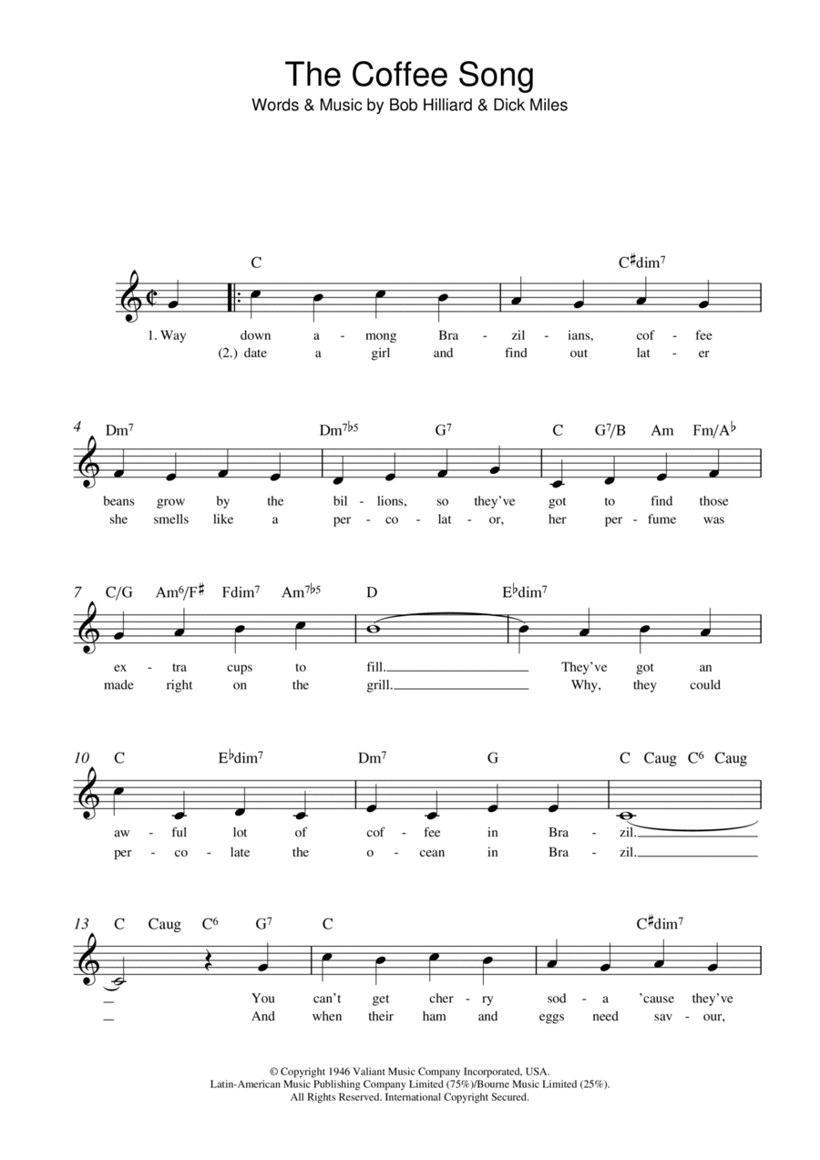 The Coffee Song Piano scores gallery preview page 1