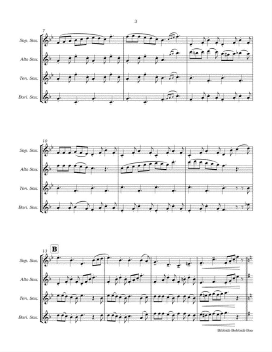 Put It Together (bibbidi Bobbidi Boo) Saxophone Quartet scores gallery preview page 6