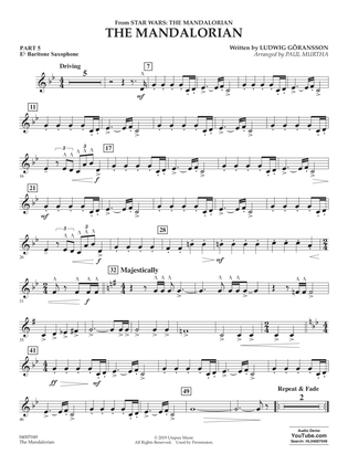 The Mandalorian (from Star Wars: The Mandalorian) (arr Paul Murtha) - Pt.5 - Eb Baritone Saxophone