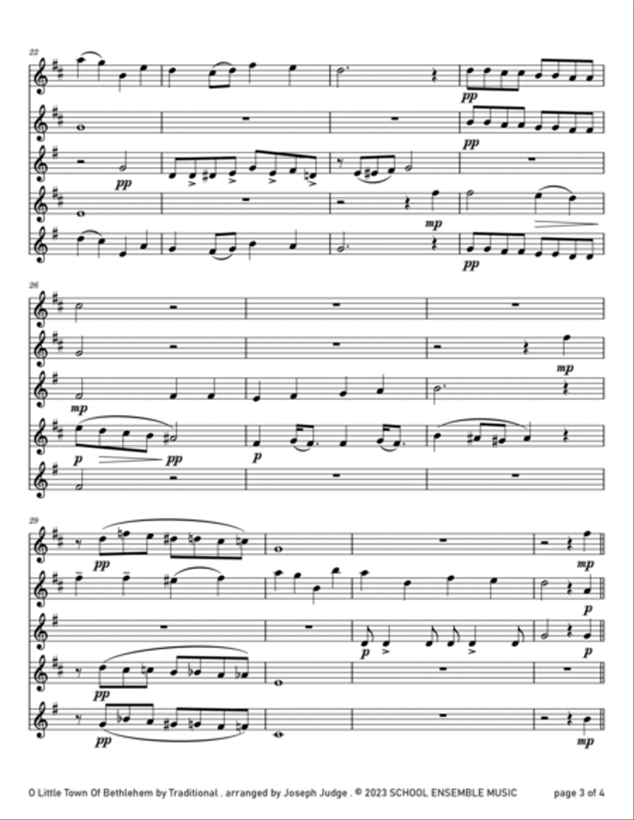 O Little Town Of Bethlehem for Saxophone Quartet in School Saxophone Quartet scores gallery preview page 3
