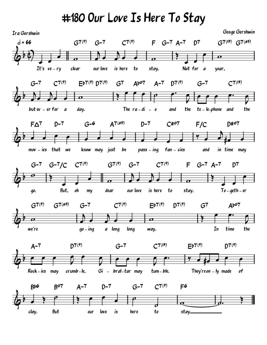 Our Love Is Here To Stay Piano, Vocal, Guitar scores gallery preview page 1