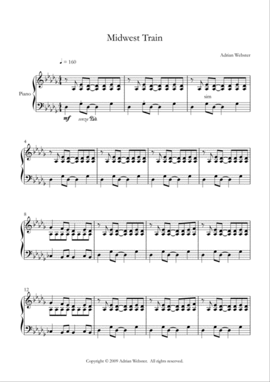 Midwest Train - CrusaderBeach - Fun Upbeat Piano Solo Piano Solo scores gallery preview page 1