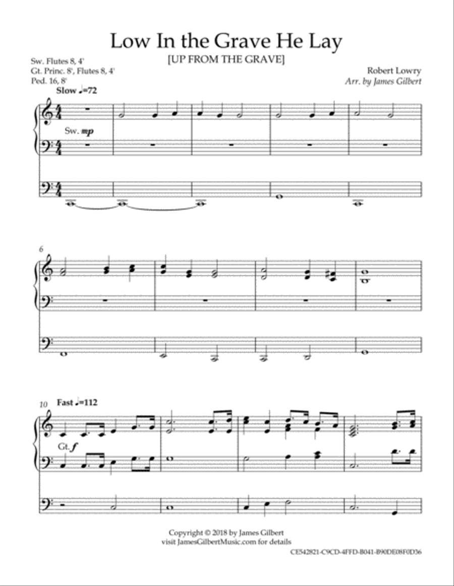 Low In The Grave He Lay Organ Solo scores gallery preview page 2