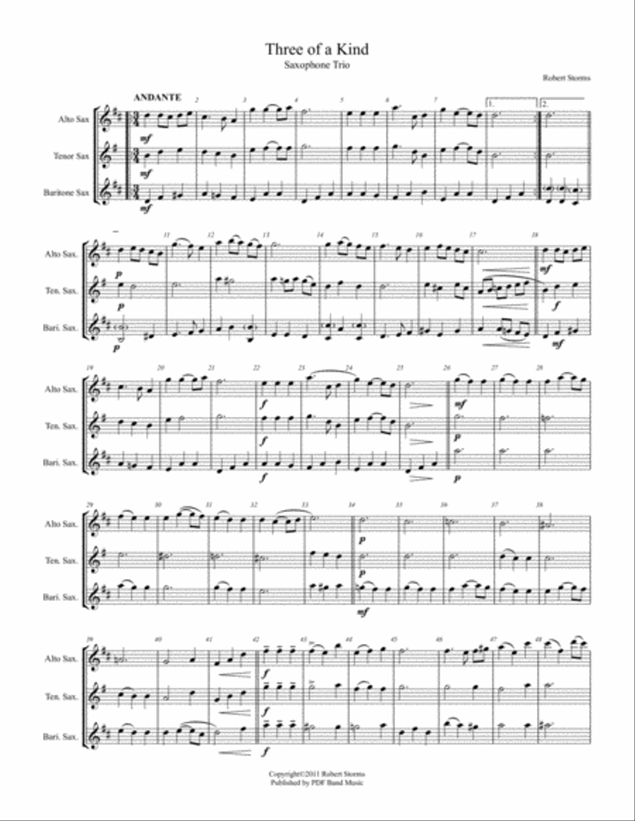 Three of a Kind - Saxophone Trio Woodwind Trio scores gallery preview page 2
