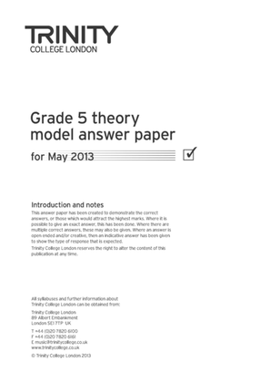 Theory Model Answer Papers 2013: Grade 5