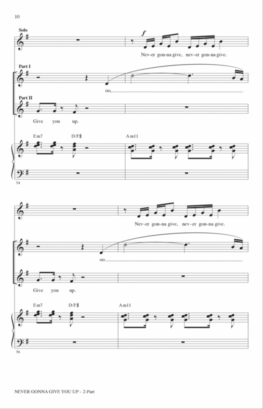 Never Gonna Give You Up (arr. Roger Emerson) 2-Part scores gallery preview page 9