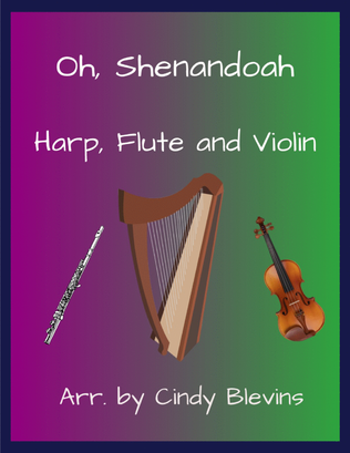 Book cover for Oh, Shenandoah, for Harp, Flute and Violin
