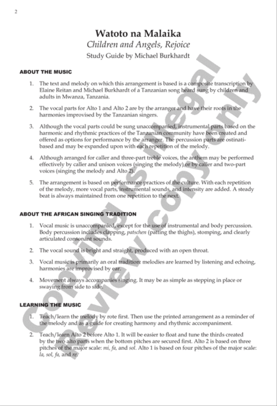 Watoto na Malaika (Children and Angels, Rejoice) SSA scores gallery preview page 2