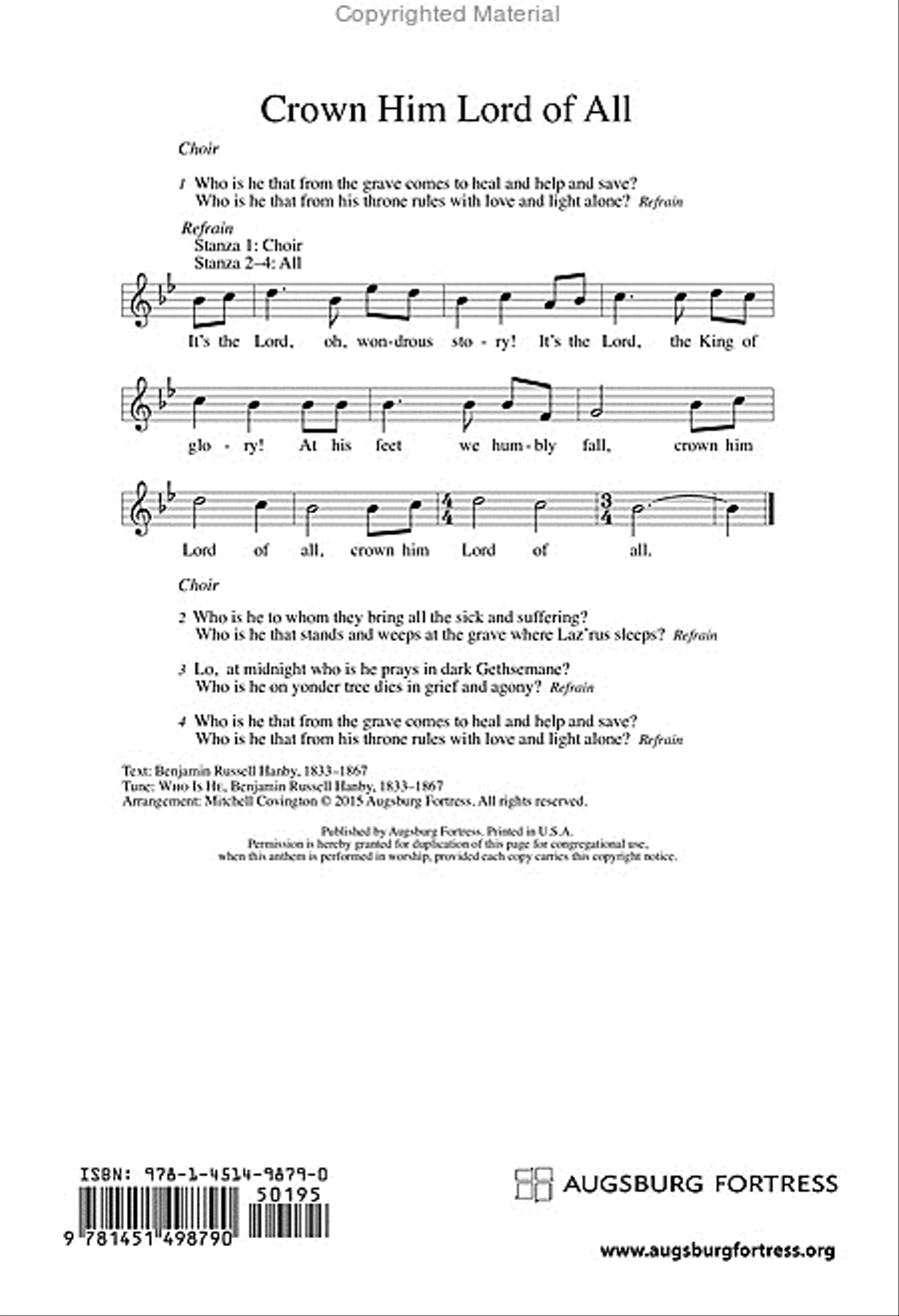 Crown Him Lord of All 4-Part scores gallery preview page 13