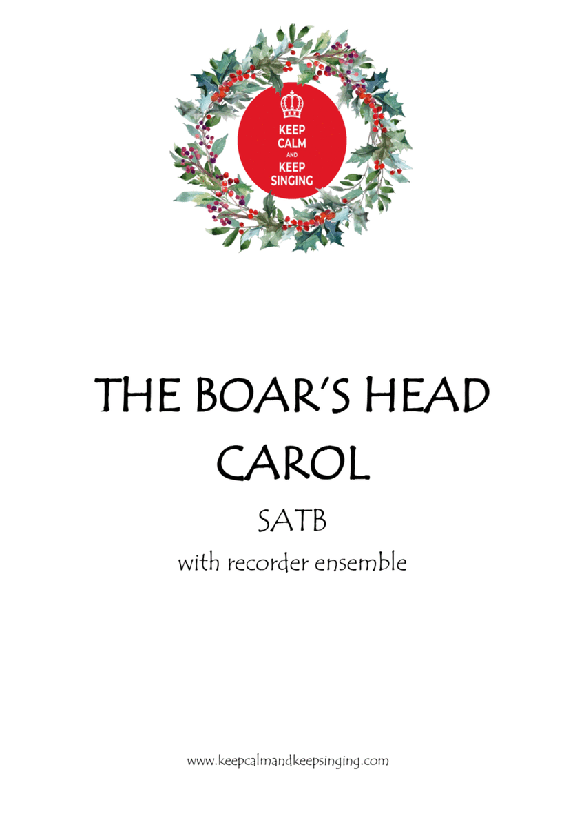 Boars Head Carol SATB with recorder ensemble image number null