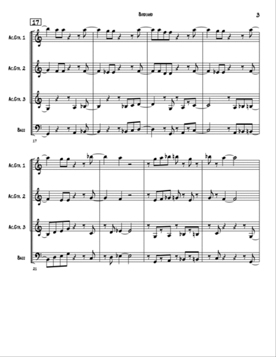 Birdland Guitar Ensemble scores gallery preview page 3