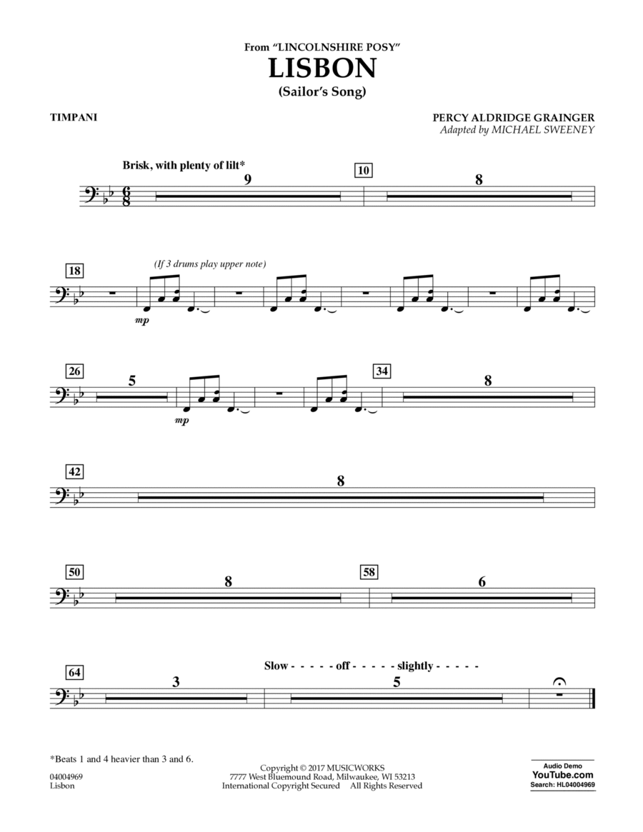 Lisbon (from Lincolnshire Posy) - Timpani Concert Band scores gallery preview page 1