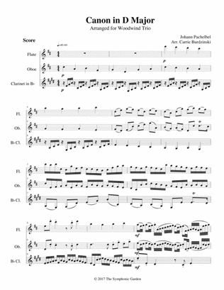 Pachelbel's Canon in D Major - woodwind trio (flute, oboe, clarinet)