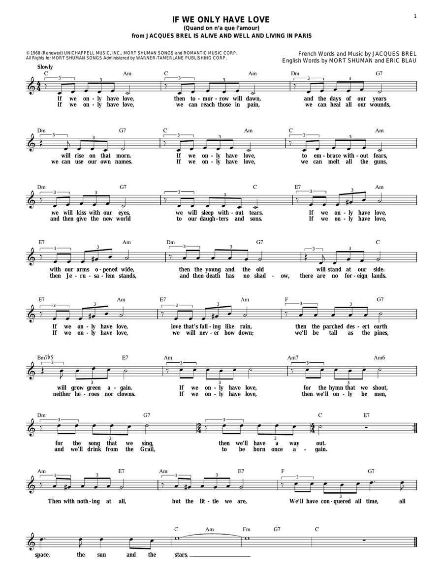 If We Only Have Love (Quand On N'a Que L'amour) Guitar scores gallery preview page 1