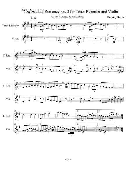 Romance No. 2 for Tenor Recorder and Violin image number null