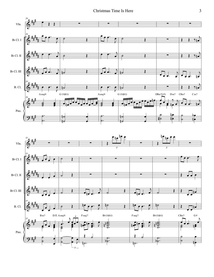 Christmas Time Is Here Clarinet Choir scores gallery preview page 3