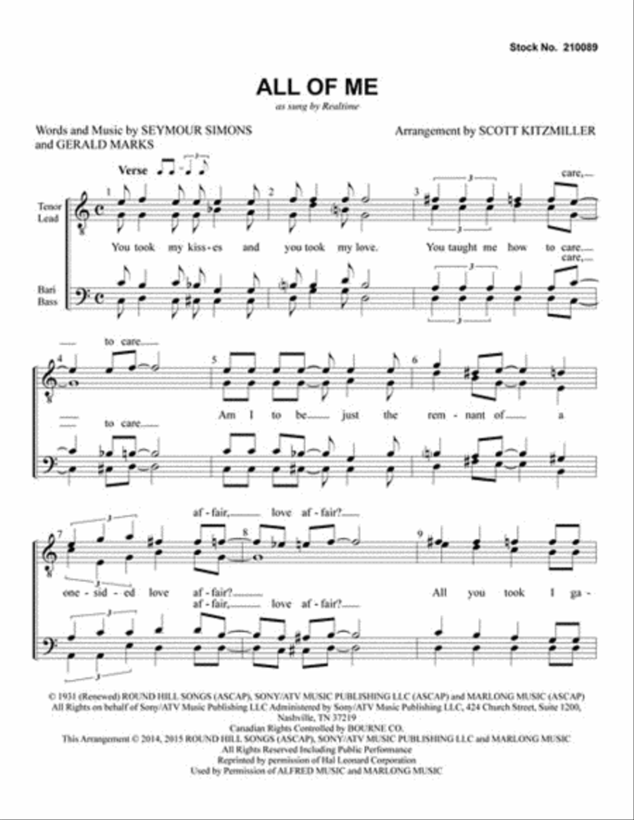 All of Me TTBB scores gallery preview page 2