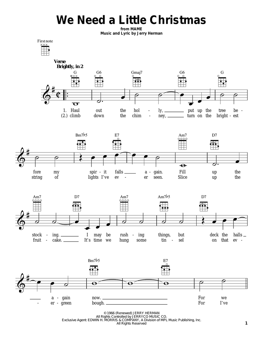 We Need A Little Christmas Ukulele scores gallery preview page 1