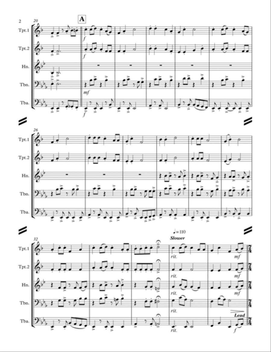 Up on the House-Top & Variations (for Brass Quintet) Brass Quintet scores gallery preview page 3
