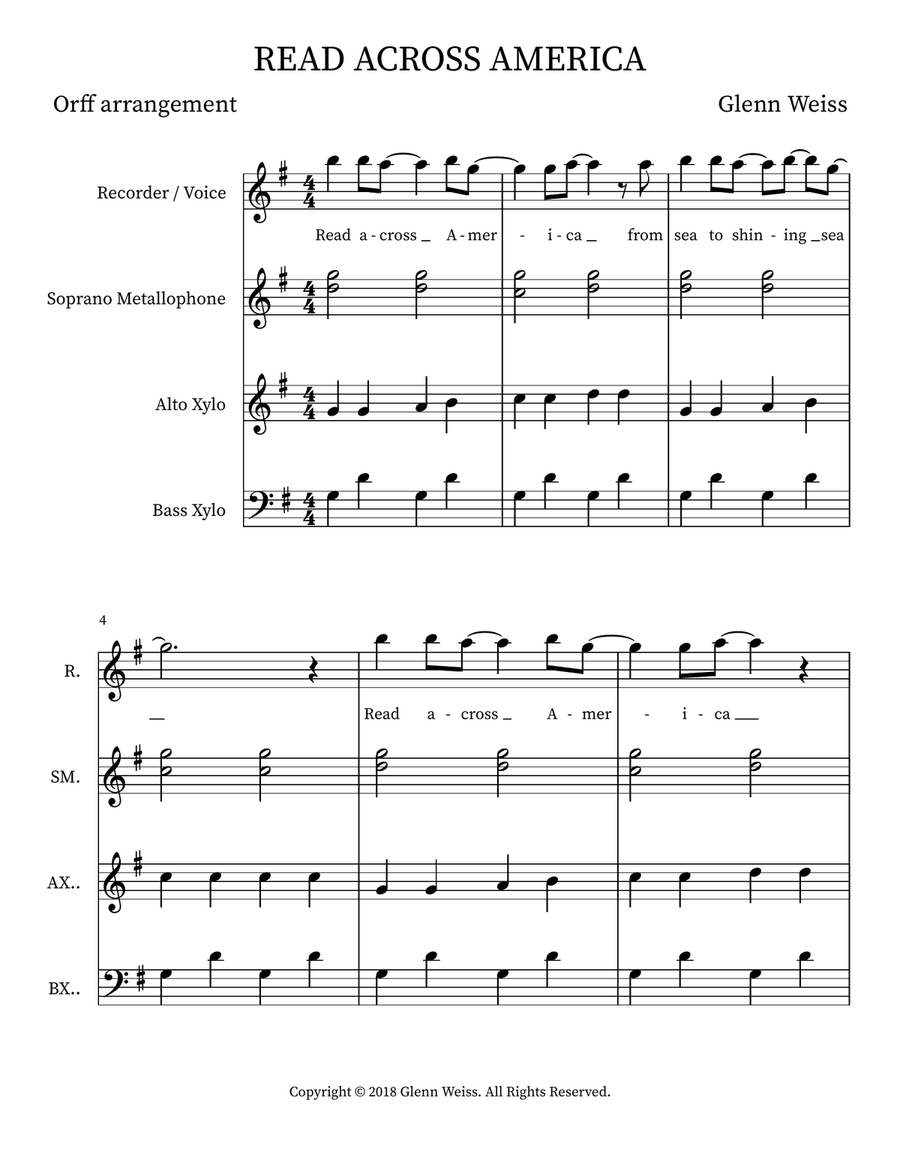 READ ACROSS AMERICA READ ACROSS AMERICA Small Ensemble scores gallery preview page 1