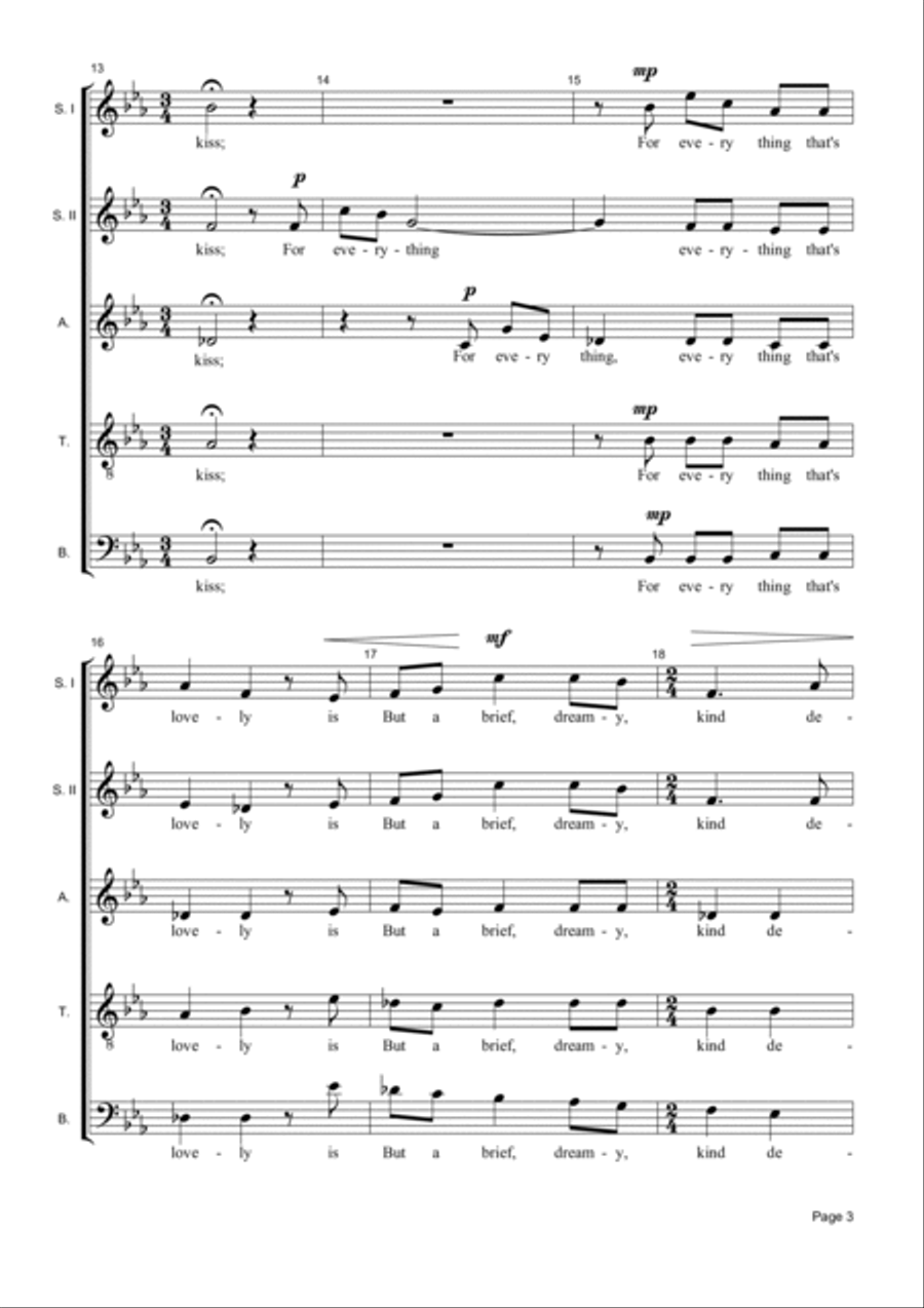 Never Give All The Heart - Part-Song for SATB Choir image number null