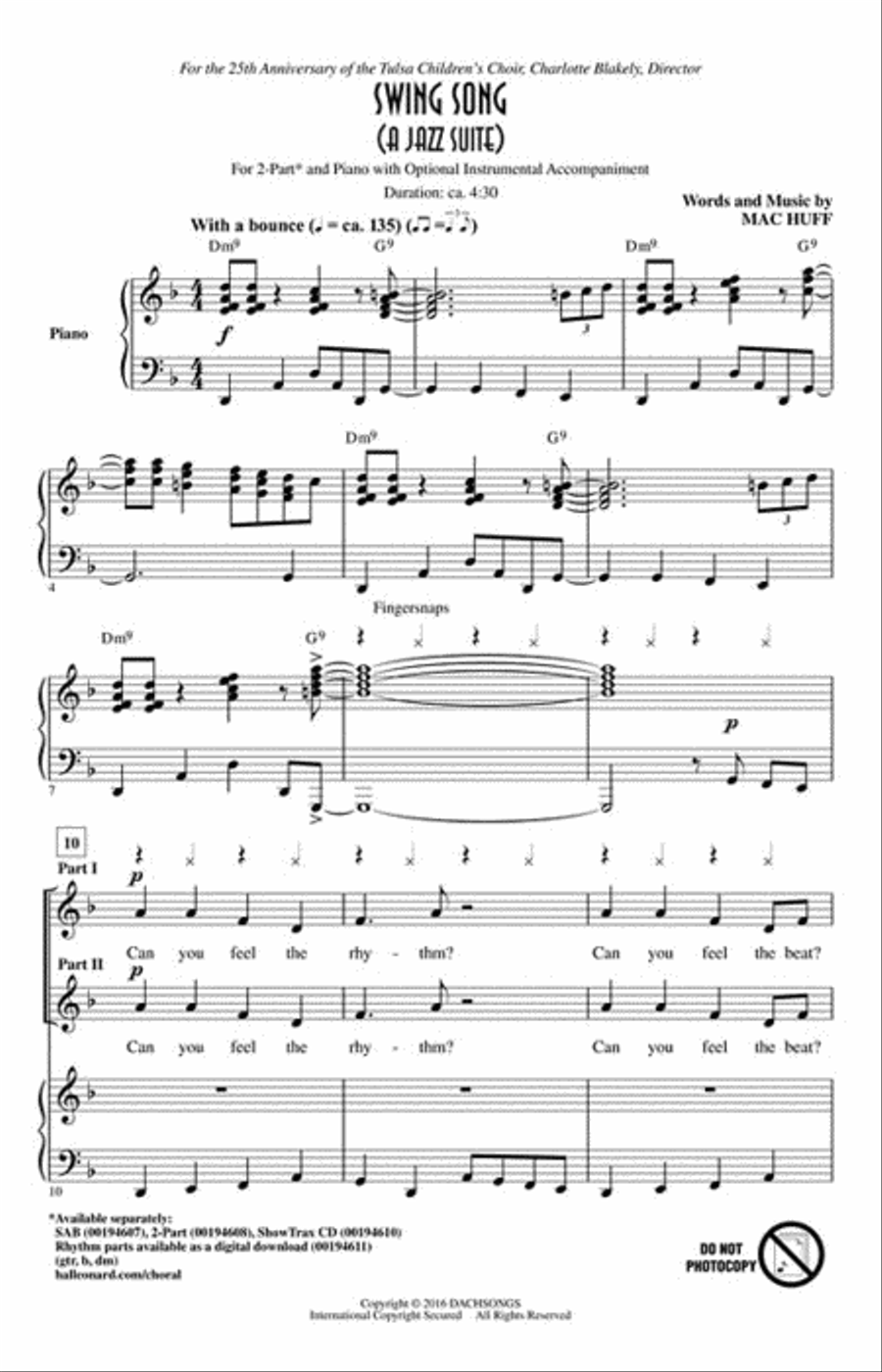 Swing Song (A Jazz Suite) 2-Part scores gallery preview page 2