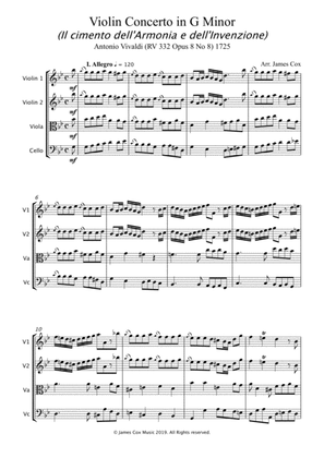 Violin Concerto in G Minor - (String Quartet) - Antonio Vivaldi (RV 332 Opus 8 No 8)