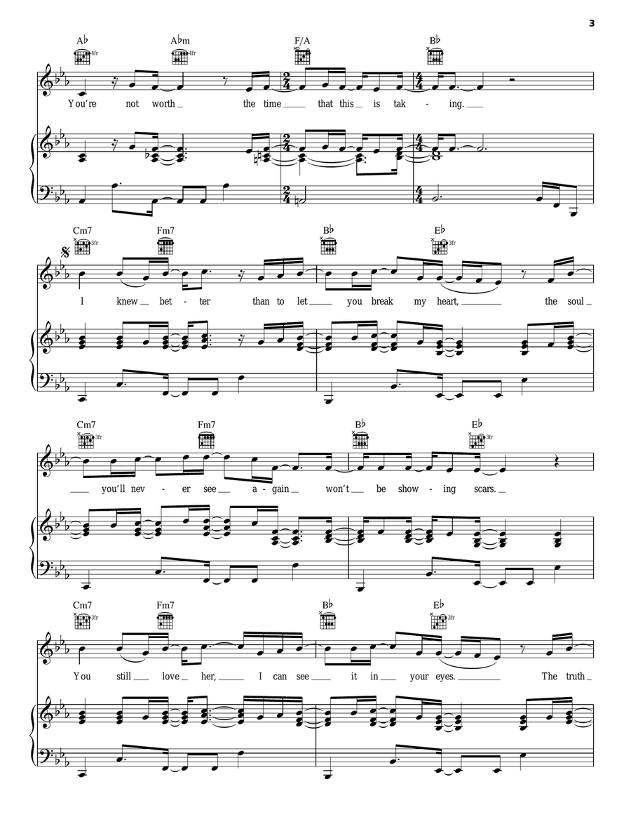 Every Time You Lie Piano, Vocal, Guitar scores gallery preview page 3