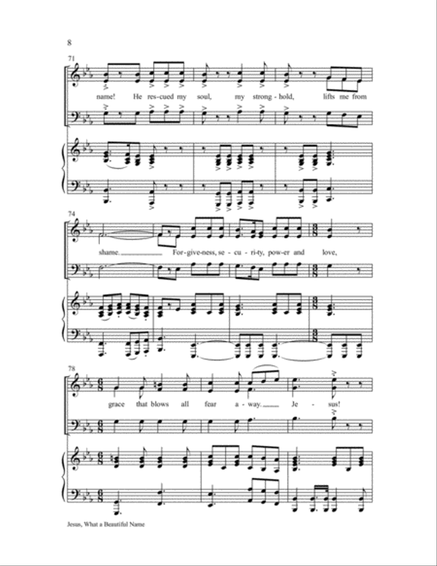 Jesus, What a Beautiful Name 3-Part scores gallery preview page 8
