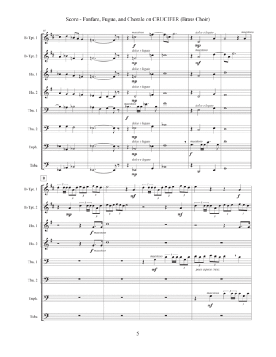 Fanfare, Fugue, and Chorale on CRUCIFER (Brass Choir with Optional Organ) Brass Ensemble scores gallery preview page 6