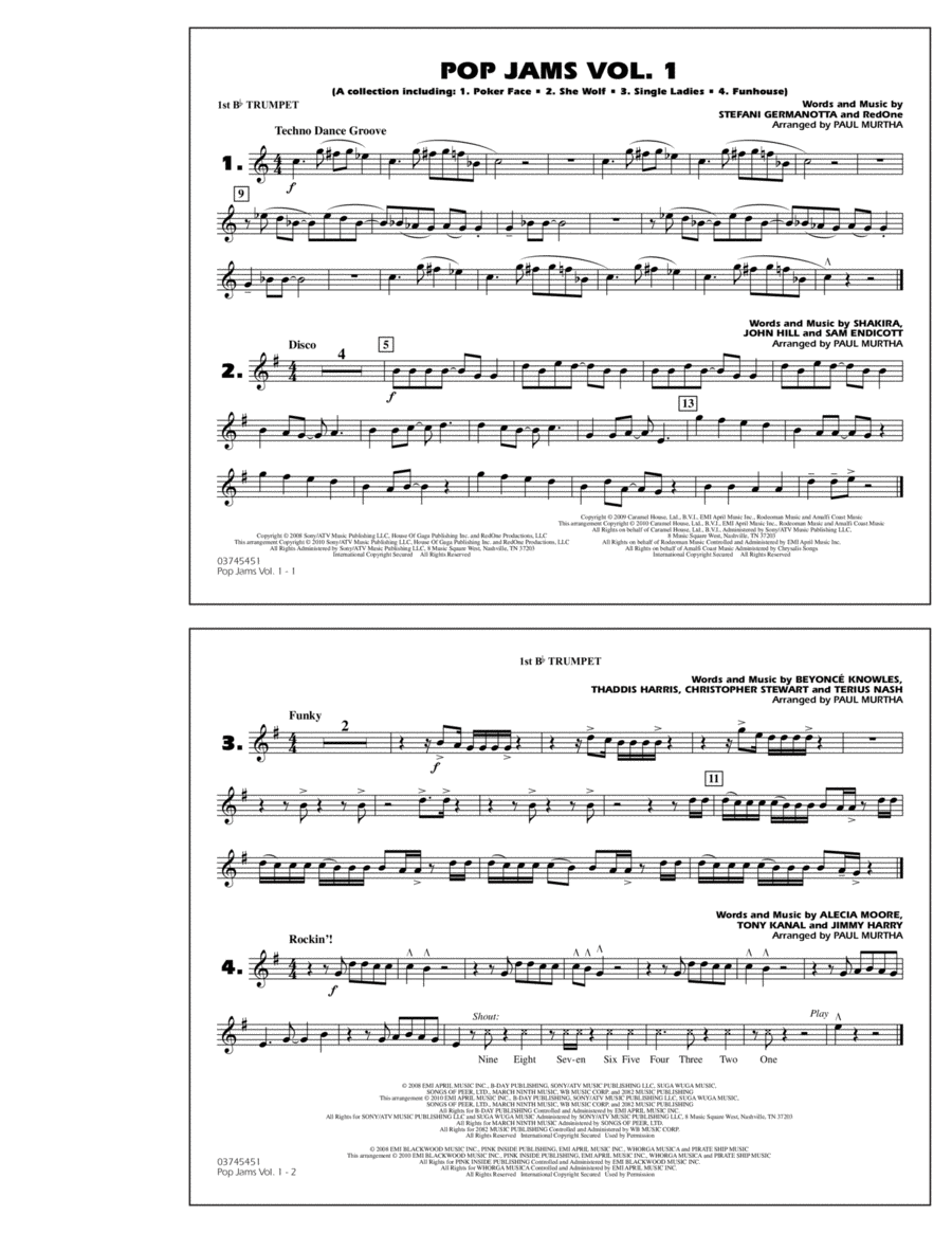 Pop Jams: Vol. 1 - 1st Bb Trumpet