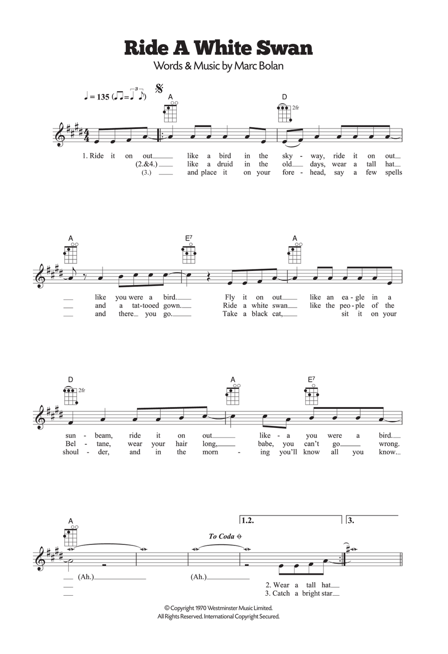 Ride A White Swan Ukulele scores gallery preview page 1