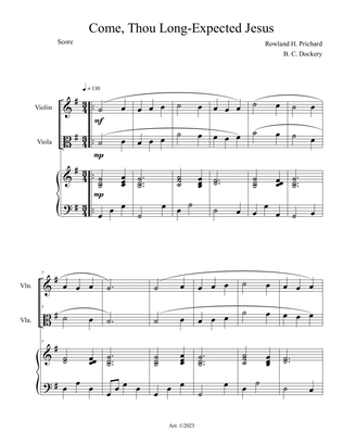 Come, Thou Long-Expected Jesus (Violin and Viola Duet with Piano Accompaniment)
