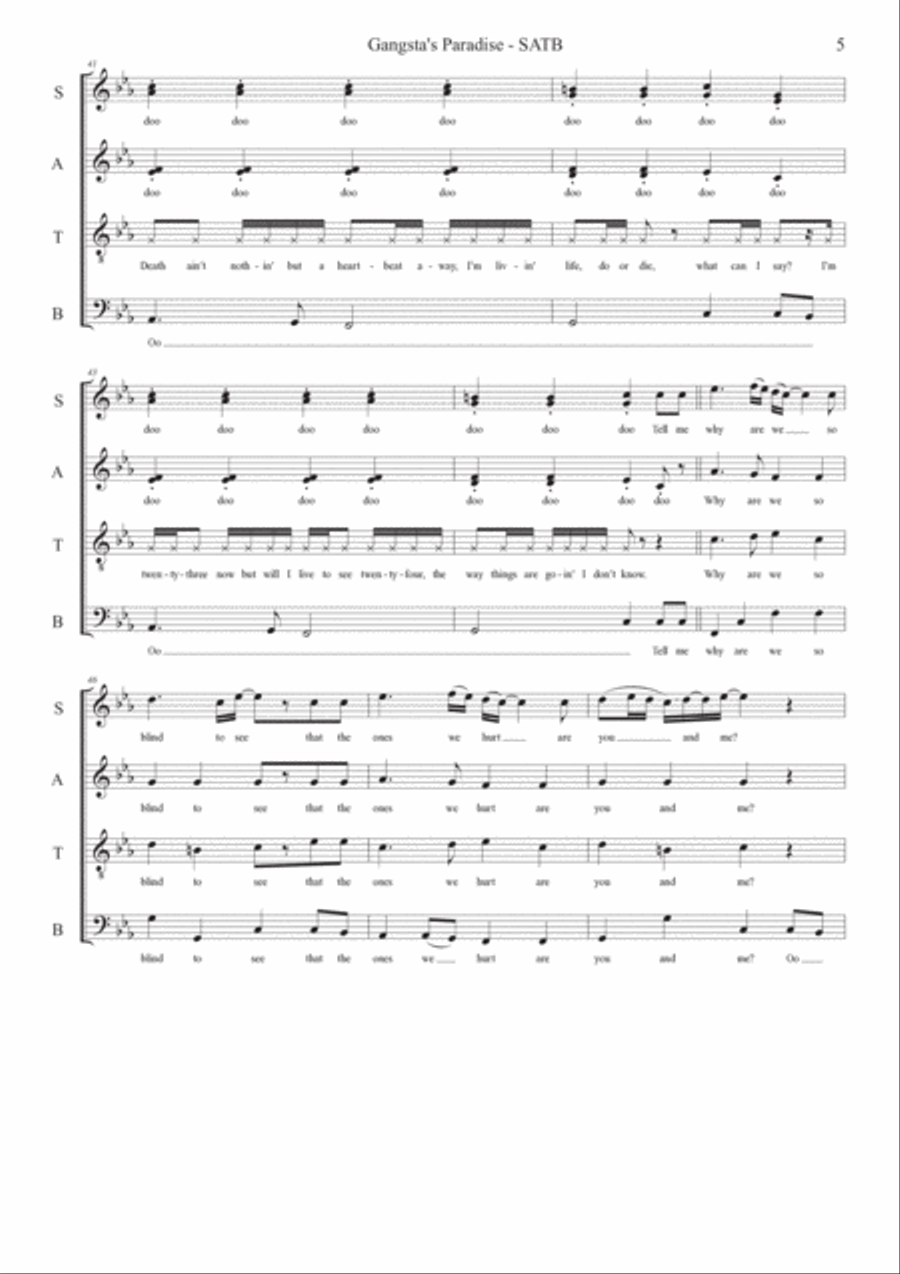 Gangsta's Paradise 4-Part scores gallery preview page 5