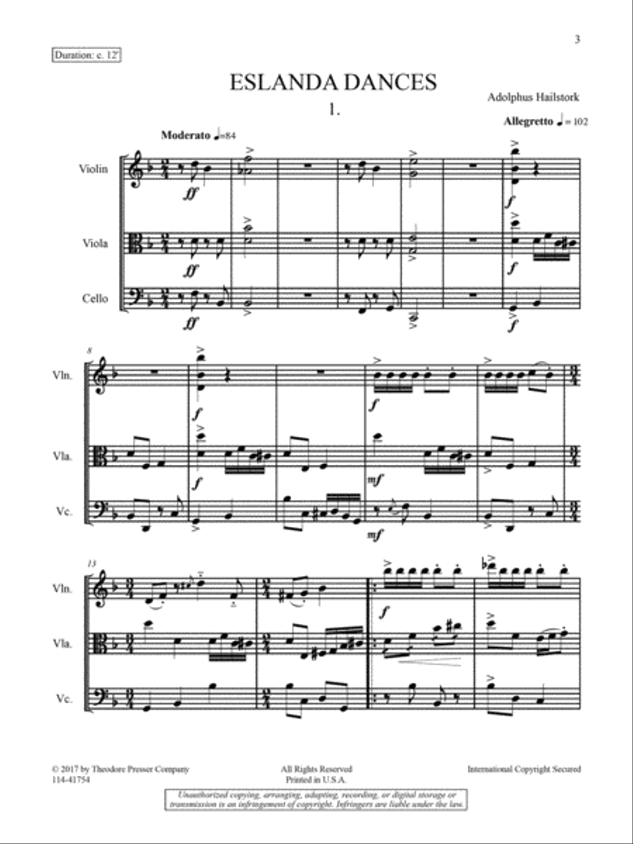 Eslanda Dances String Trio scores gallery preview page 2