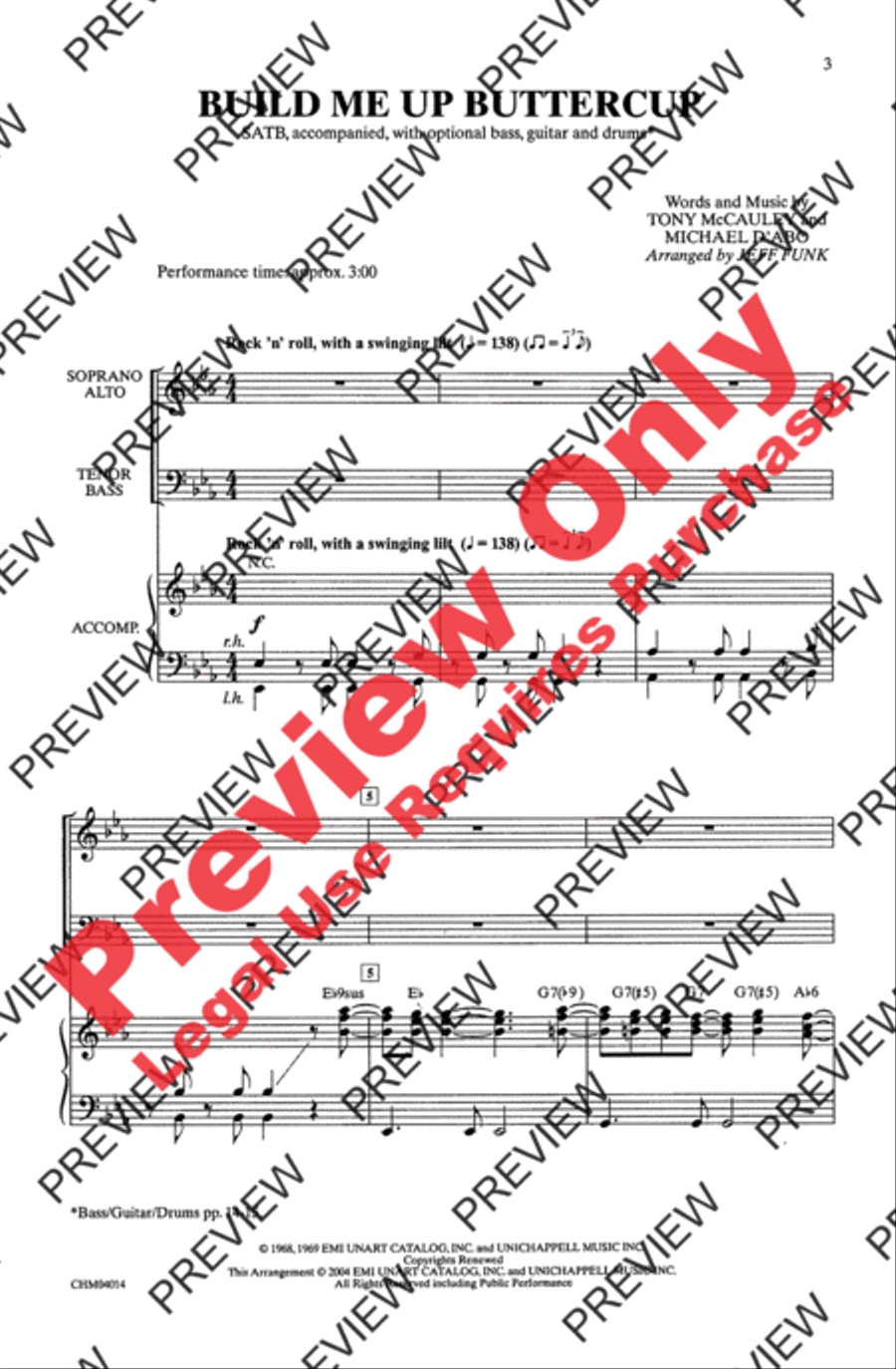 Build Me Up Buttercup 4-Part scores gallery preview page 2