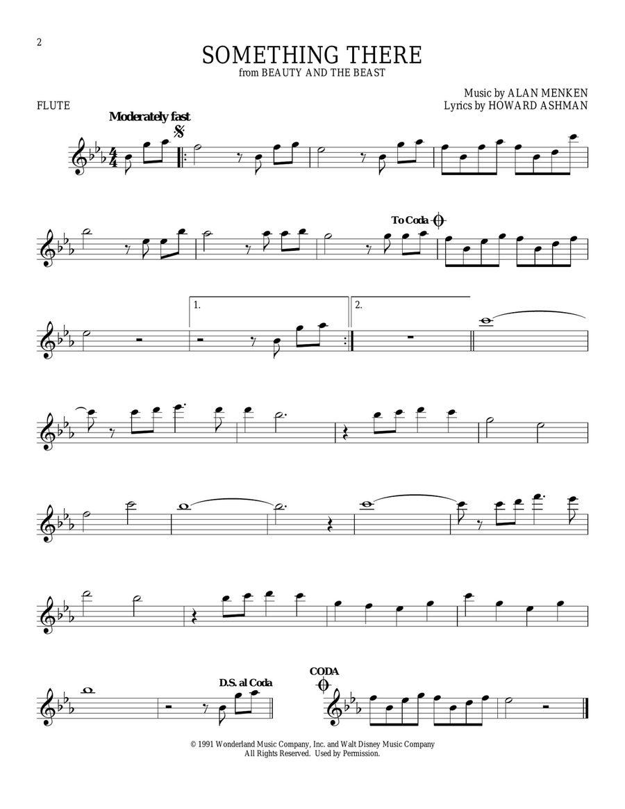Something There (from Beauty And The Beast) Flute Solo scores gallery preview page 1