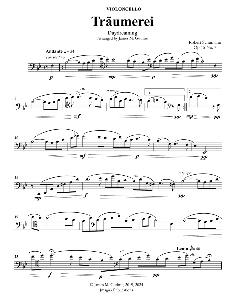 Schumann: Träumerei Op. 15 No. 7 for Cello & Piano Piano scores gallery preview page 5