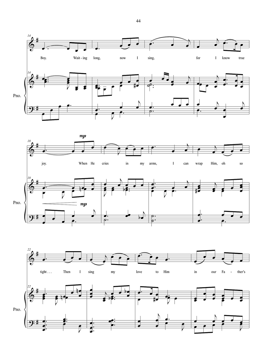 Singing My Baby to Sleep, a sacred Christmas vocal solo lullaby Voice Solo scores gallery preview page 3